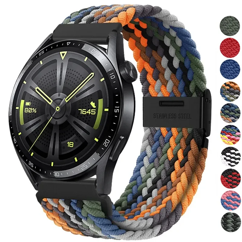 

Ремешок 20 22 мм для Samsung Galaxy Watch 7 6 5 4 Band 40/44 мм 5Pro Active 2 Gear S3, плетеный эластичный браслет для Huawei GT2/3 4Pro