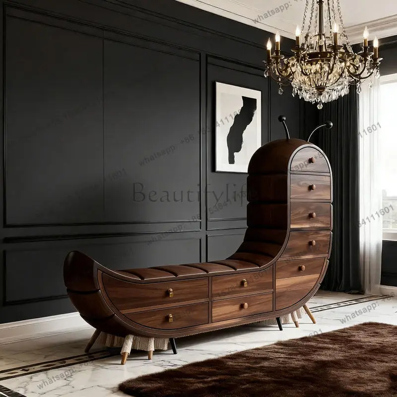 High-end custom light luxury ash wood living room bedroom storage storage cabinet retro modeling