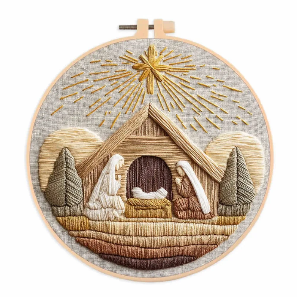 

Christmas Cross Stitch Nativity Scene Embroidery Kit Cross Stitch Set Non-finished Products DIY Religious Vintage Embroidery DIY