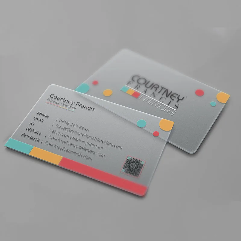 Transparent PVC Business Cards CustomizeWaterproof Thank You Card Print One SideFree design Round Cornor for Office Supplies