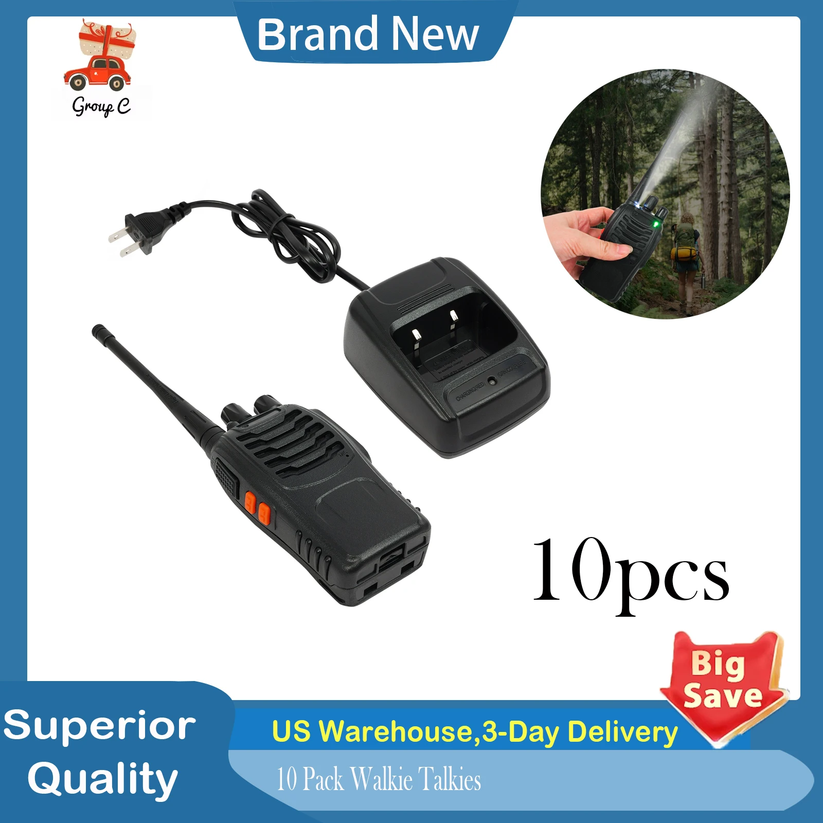 

10-паковые рации, беспроводные двусторонние радиостанции с гарнитурой, VOX-домофон дальнего действия для кемпинга, строительной безопасности