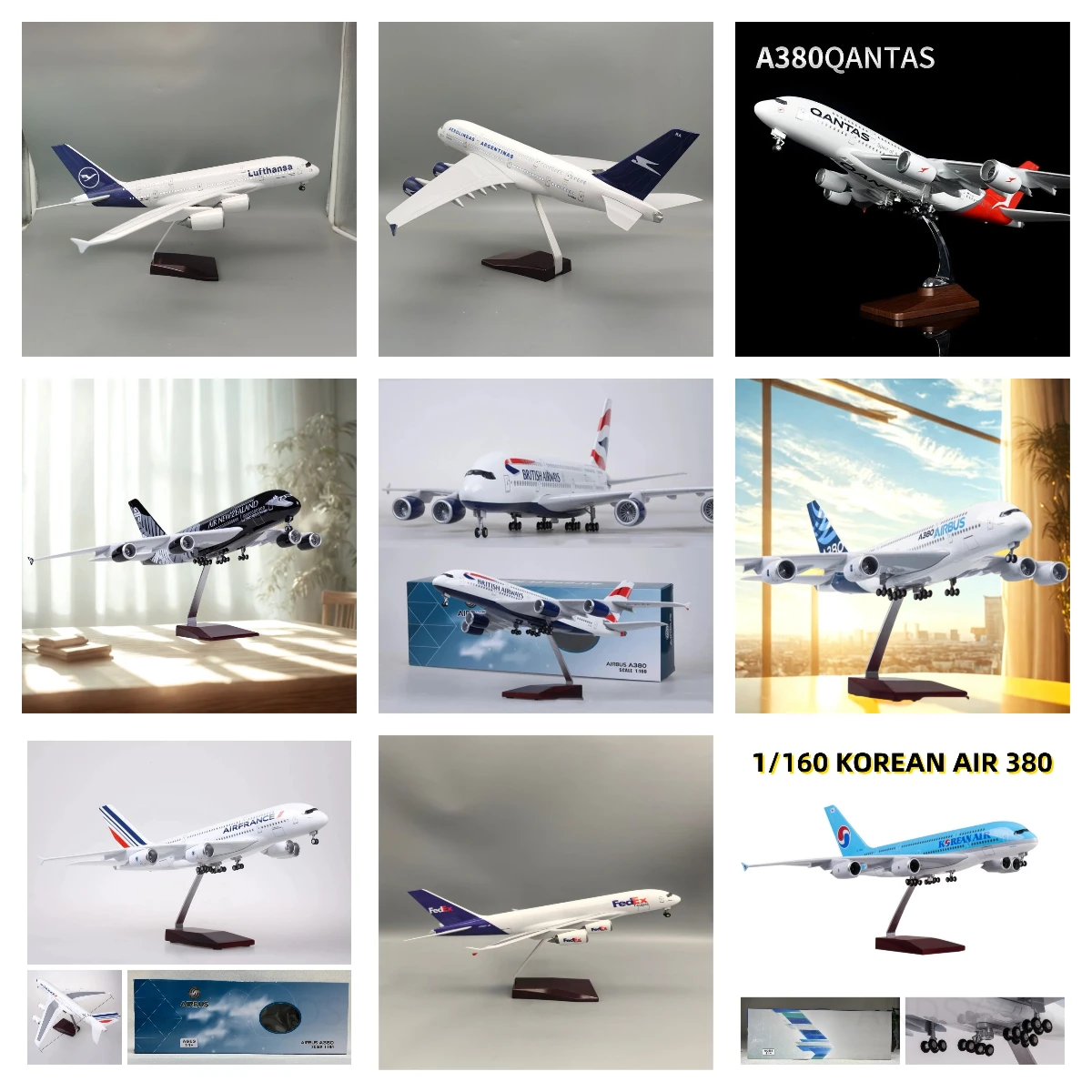 

47CM A380 Air Airline Airplane Model airbus a380 Aircraft 1/160 Plastic Resin Replica Plane Model toys for kids Collection