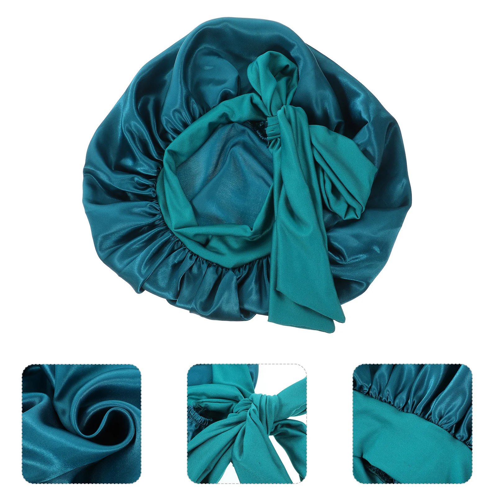 الصلبة اللون واسعة حافة بونيه لطيف Bowknot الطازجة نابضة بالحياة لهجة حماية الشعر ماكياج يطلق النار النوم الأغطية للنساء الشعر #1