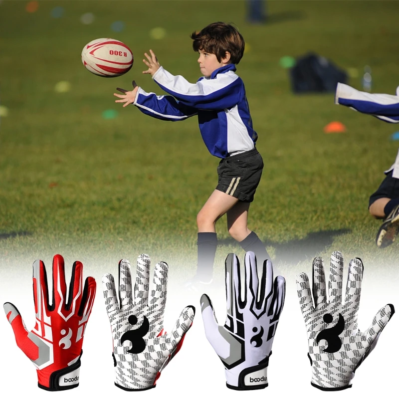 1Pair Breathable Silicone Grip Non-slip Football Gloves for Teenager Kids