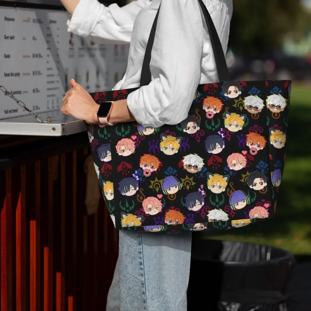

Obey Me - Demon Brothers Pattern Beach Tote Bag Sport Gym Yoga Duffle Large Tote Bag Women Travel Bag Fitness bag