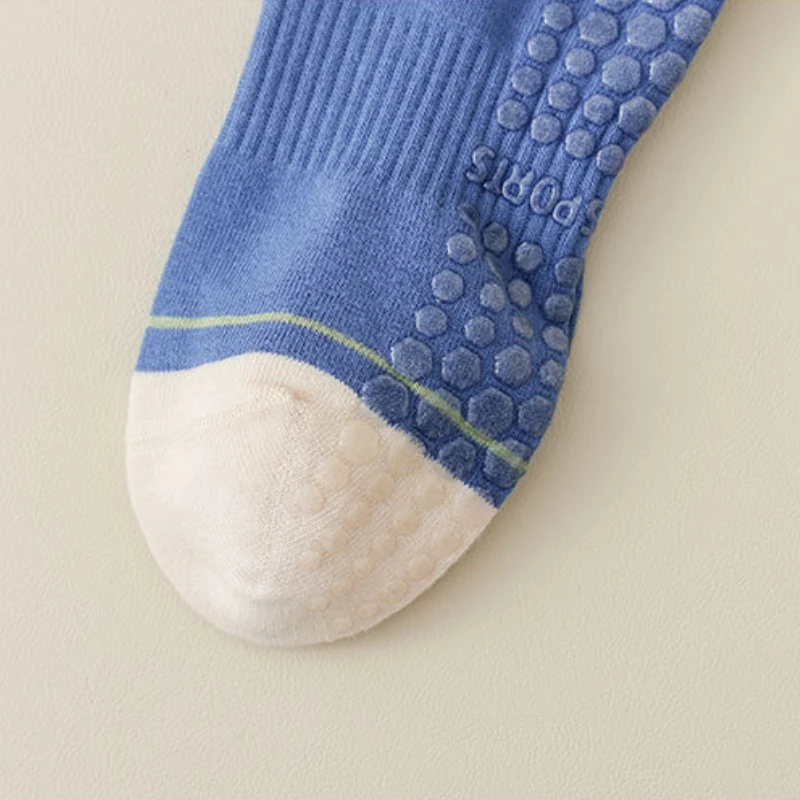 Chaussettes de yoga mi-mollet en coton à double couche, chaussettes de sport spéciales, chaussettes de sol pour la danse, le fitness et