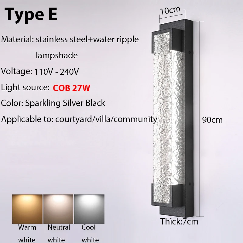Dimbare LED veranda-wandlamp buiten, roestvrij staal, anti-roest, tuinverlichting, zwart, 85v 265v voor villa, garage, binnenplaats decoratie