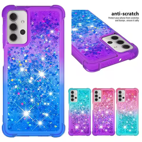 Glitter Sequin Phone Case for Samsung Galaxy S25 Edge S24 S23 S22 Ultra S20 FE S21 Plus Case Gradient Dynamic Liquid Back Cover