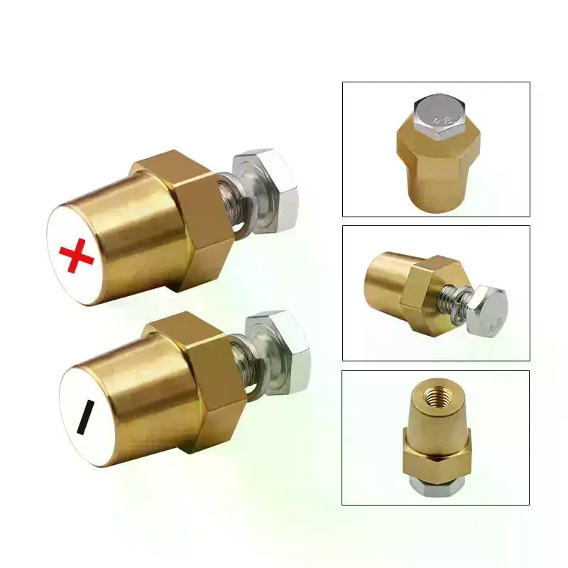

2Pcs Battery Post Charger Screw Accessories Brass Hexagonal Terminal Connectors For Car Battery Positive & Negative Pole