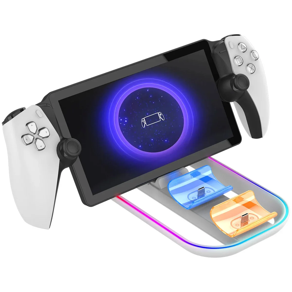 For PS5 Portal Streaming Handheld Charging Dock PS5 Controller Three in One Charging Dock with RGB Light Gaming Accessories