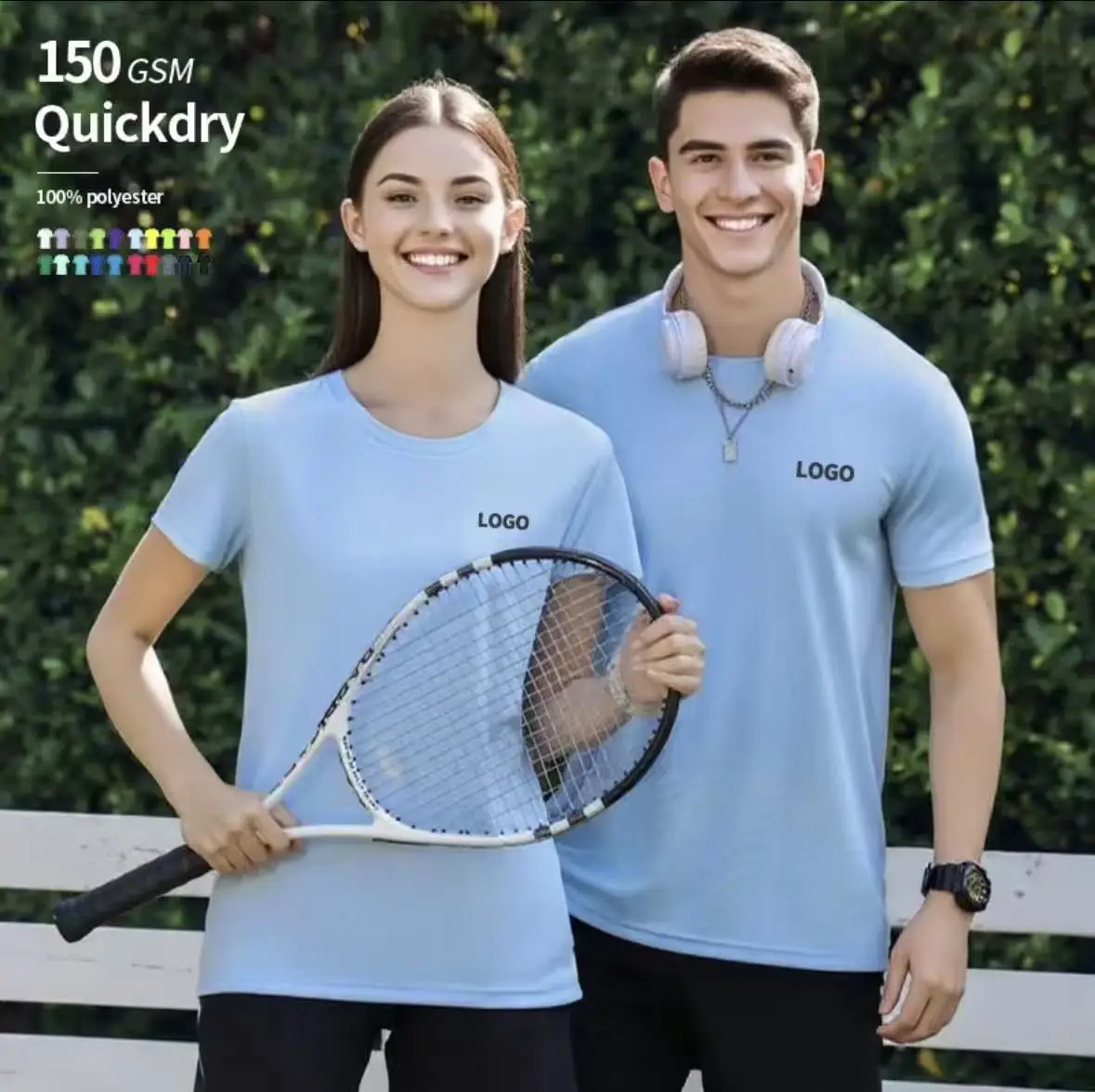 High-quality 100% quick-drying round-neck short-sleeved T-shirt with sports mesh ventilation for absorbing sweat and drying off,
