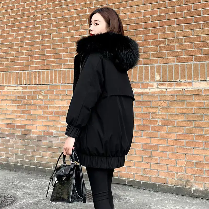 2023 New Women Down Cotton Coat Winter Jacket Female Medium Style Parkas Large Size Outwear Intensification Overcoat