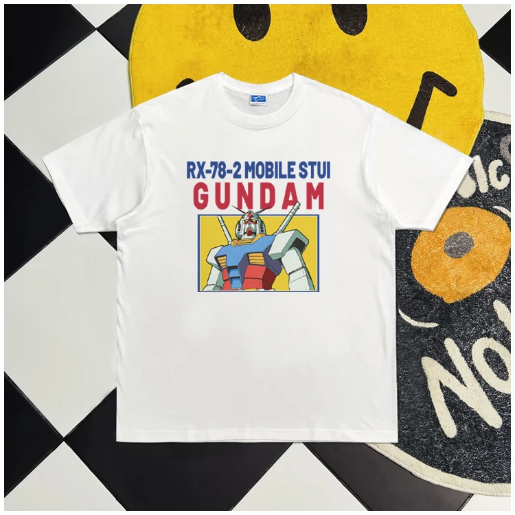 

RX78 Up Тяжелая мужская футболка с коротким рукавом, американская винтажная хлопковая уличная повседневная винтажная свободная футболка с половиной рукава