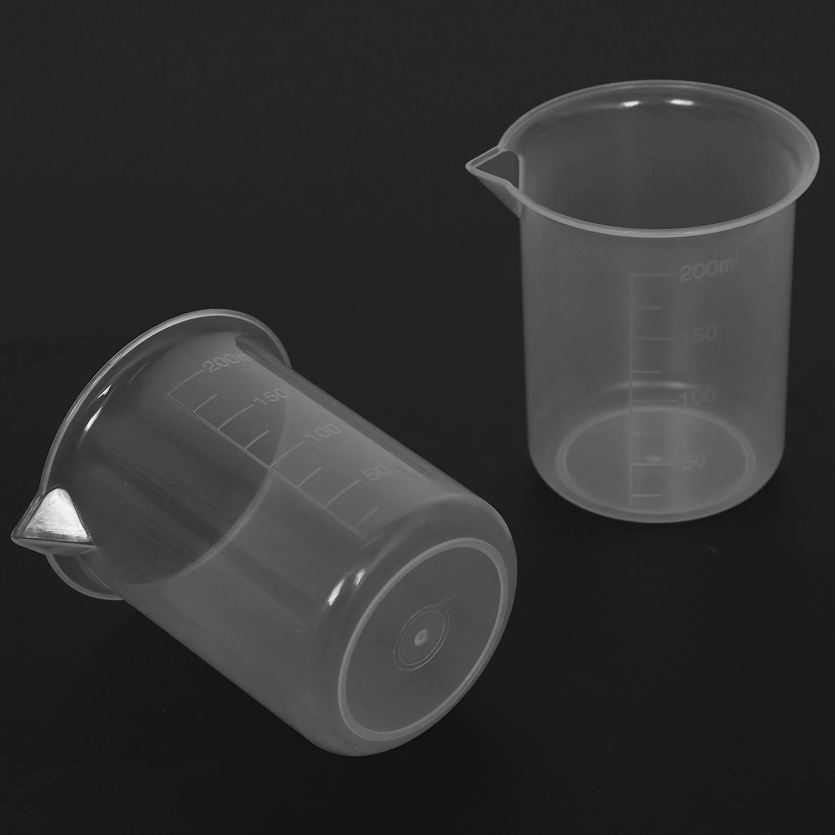 B50C Kitchen Lab Graduated Beaker Clear Plastic Measuring Cup Thicken With Cap Measuring Jug 200Ml 2Pcs