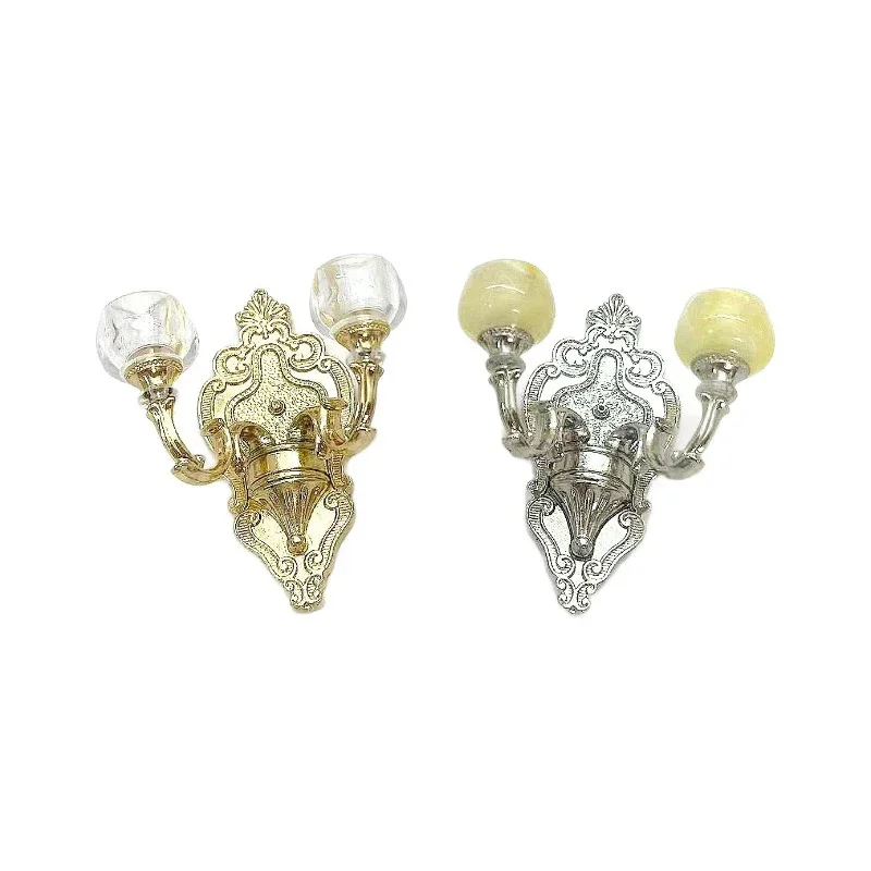 Adorno de modelo de escena de casa de muñecas, accesorios de muñeca ligera, candelabro en miniatura