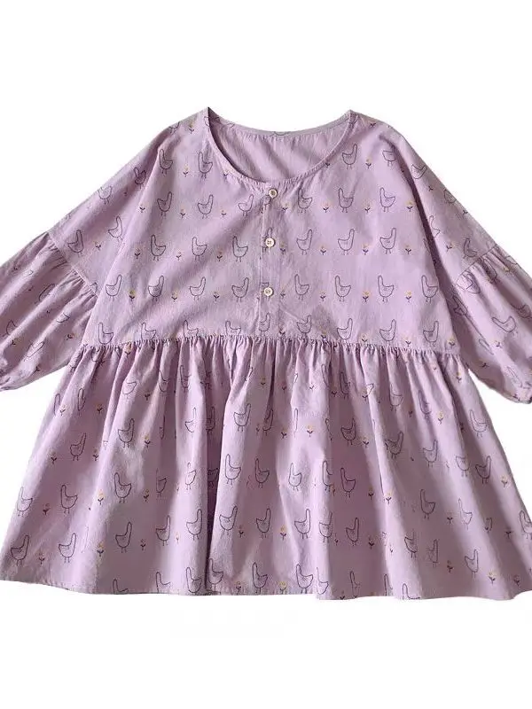 Csa fena roxa doce de manga curta, verão, nova, plus size, para barriga ande, emaecedora, estilo boneca, soltinha,...