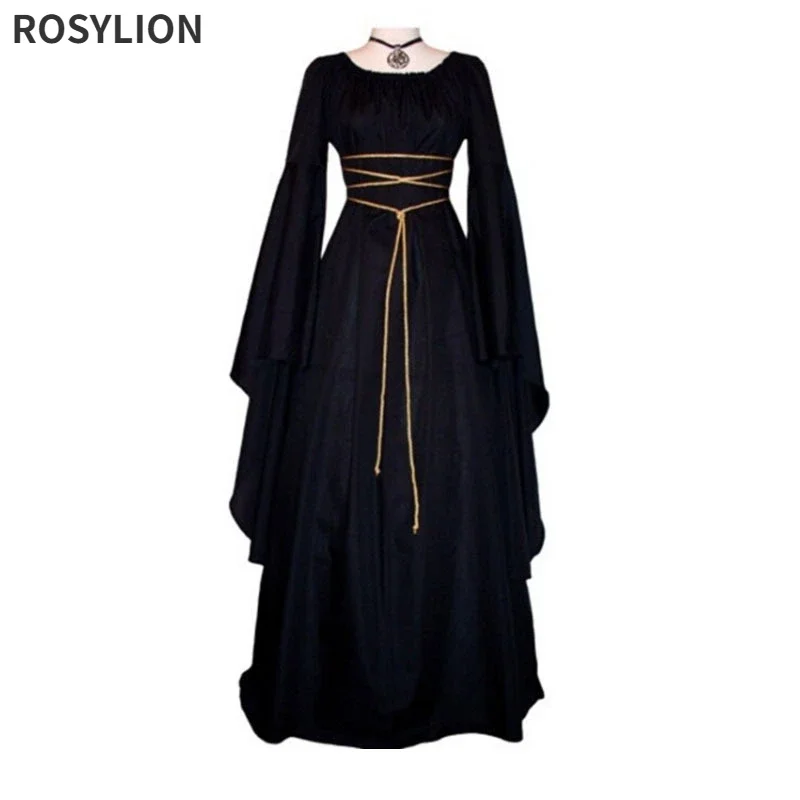 

Girls Long Halloween Festival Dress Women Loose High Waist Ritual Ceremony Performance Wear Middle Ages Robe Cosplay Costume