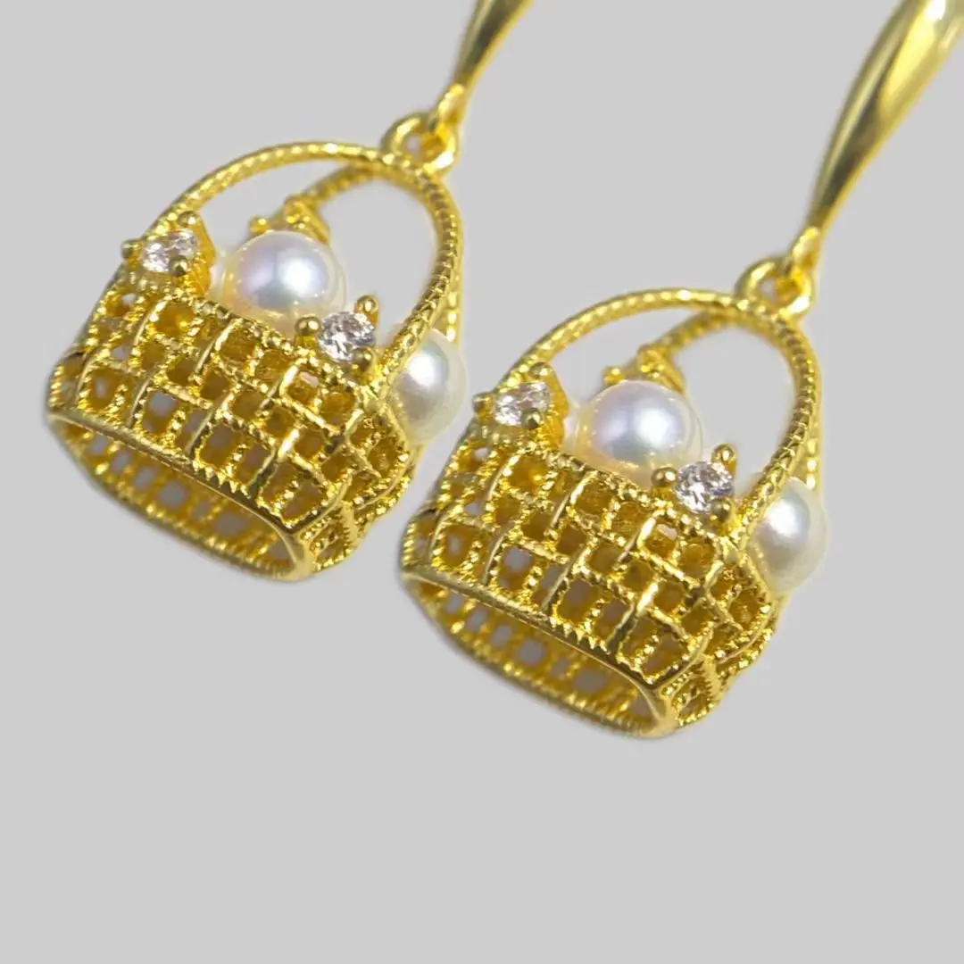Wholesale S925 Sterling Silver Earrings Mount Findings Settings Base Mounting Parts Accessory for 3-3.5mm Pearls 5 pairs/lot