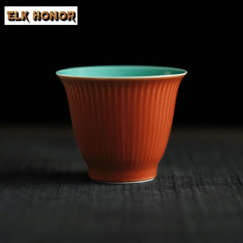 

2pc/lot Palace Museum Red Teacup Handmade Tea Bowl Cute Cup Tea-tasting Personal Cup Chazhan Master Cups Tea Items Craft 30ML
