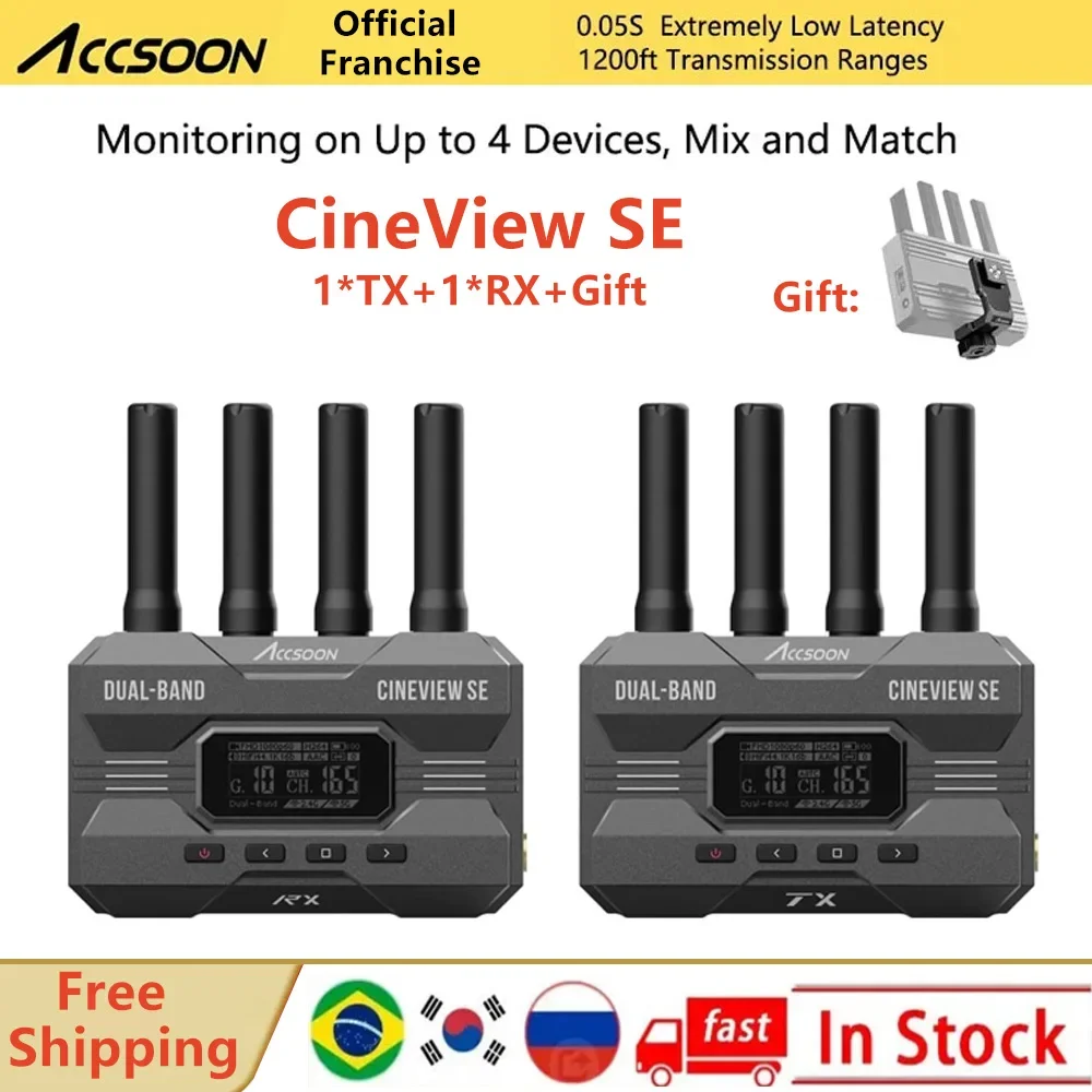 Accoon-Sistema transmissor de vídeo sem fio multiespectro CineView SE HE SDI e HDMI, banda dupla para estúdio de fotografia, 2.4Ghz 5Ghz