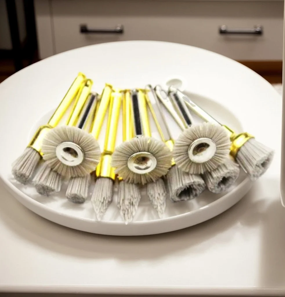 10pcs/bag Silicon carbide Polishing Brush for Dental or Alumina Latch Bowl Flat Teeth Polisher Prophy Brushes for Contra Angle