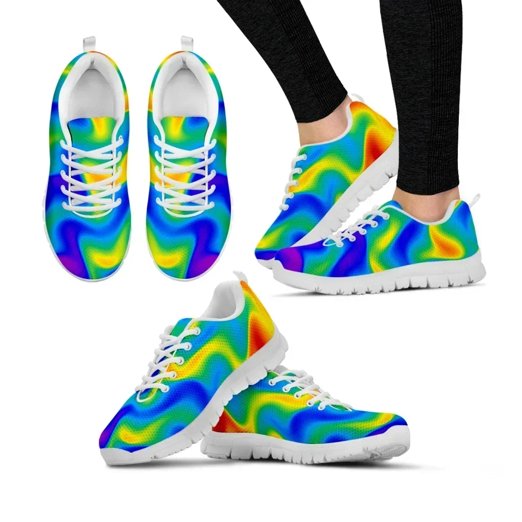 

Fashion Color Psychedelic Design Shoes Knitted Fabric Thick Sole Sneakers Lightweight Outdoor Shoes Basketball Shoes