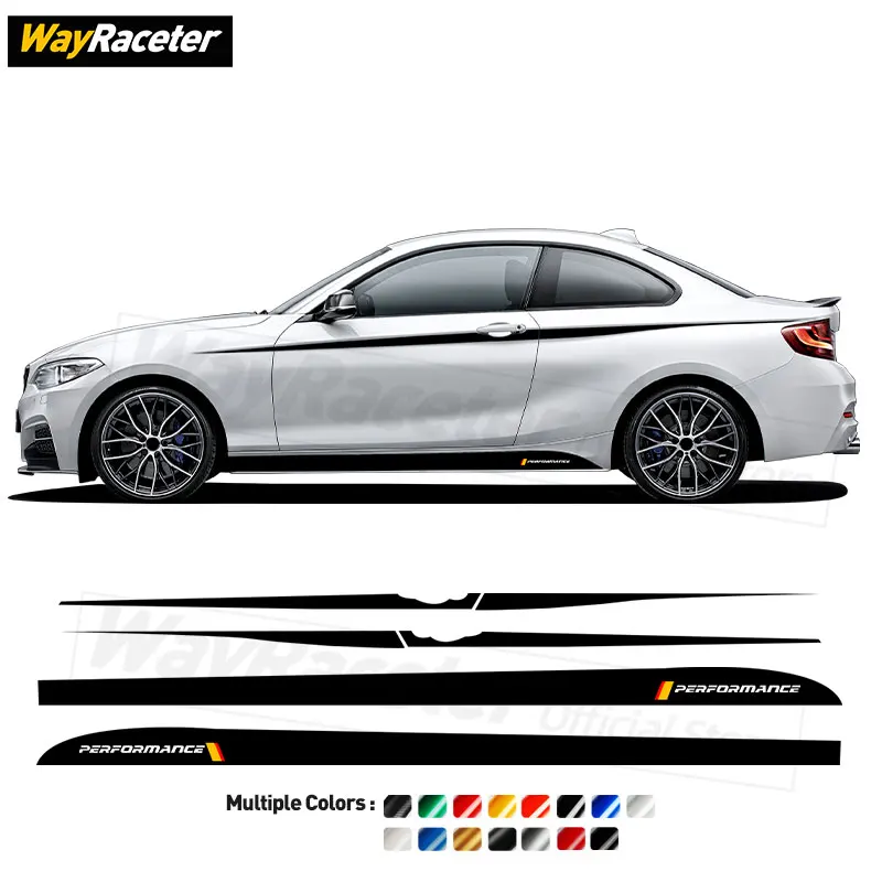 M Performance Car Door Side Stripes Skirt Sticker Waist Line Upper Decal For BMW 2 Series F22 F23 M2 F87 Competition Accessories