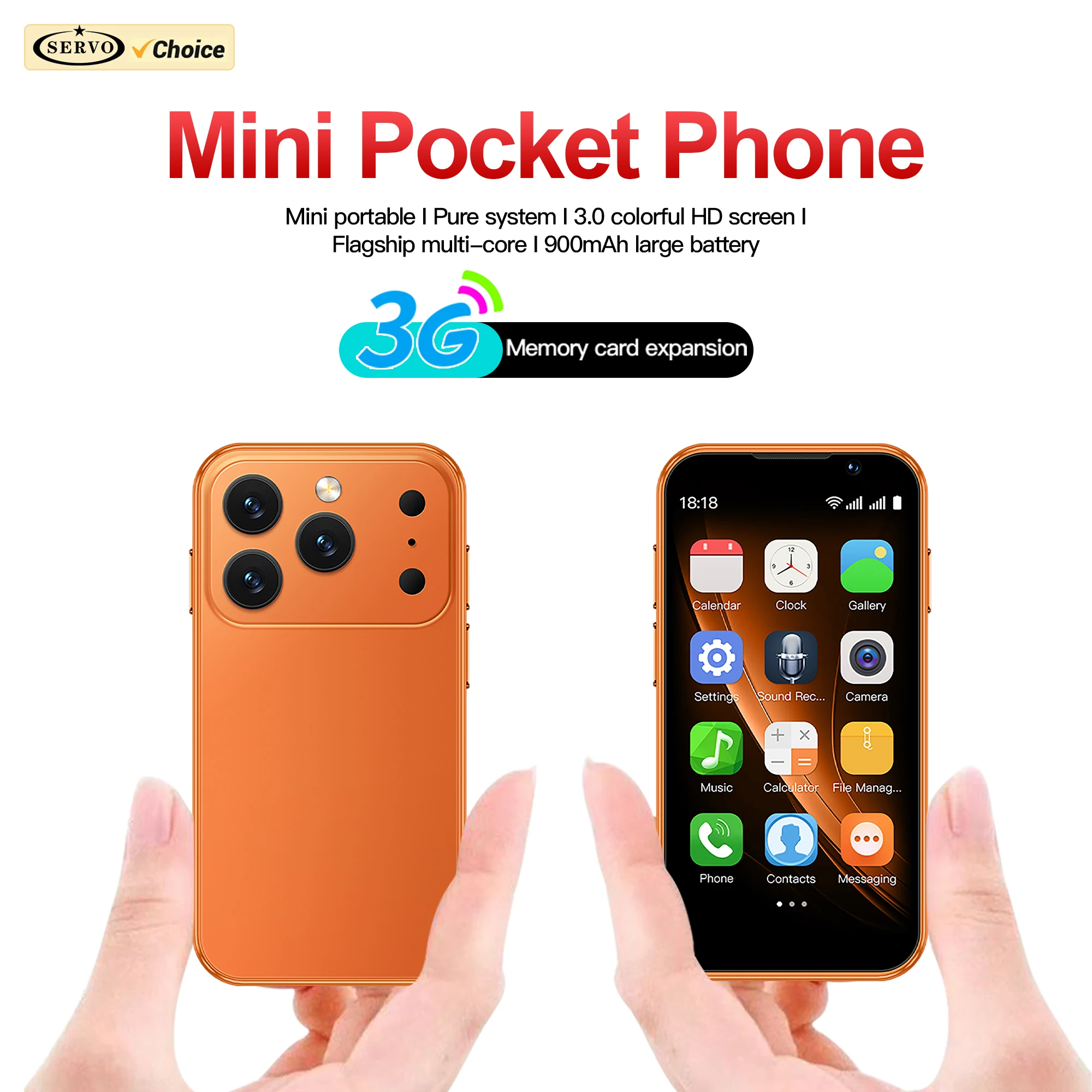 SERVO 17SE MINI 3G WCDMA Small Smartphone Dual SIM Standby Android System 2GB+16GB WiFi Hotspot Face ID Mini Pocket Smart Phones