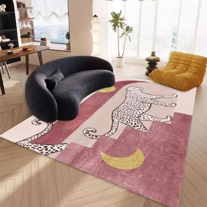 Light Luxury Plush Lounge Rug Home Bedroom Decor Leopard Print Carpet Study Non-slip Mat Nordic Carpets for Living Room