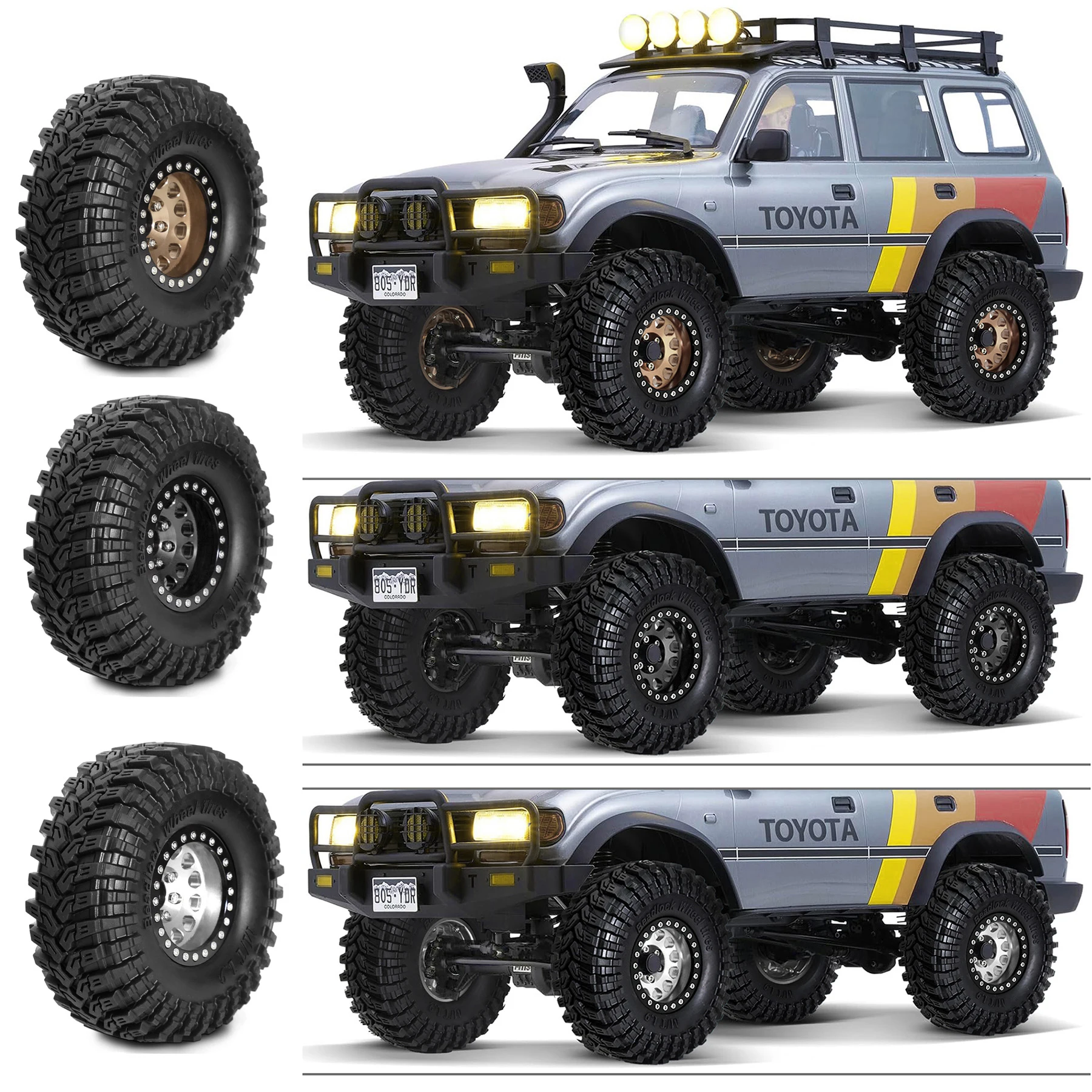 

Колеса и шины с замком 1,9 дюйма (4 шт.) — смещение 8,9 мм, наружный диаметр 4,53 дюйма — для 1/10 RC Crawler TRX4/TRX6, SCX10 (90046), CC01, D90/D110