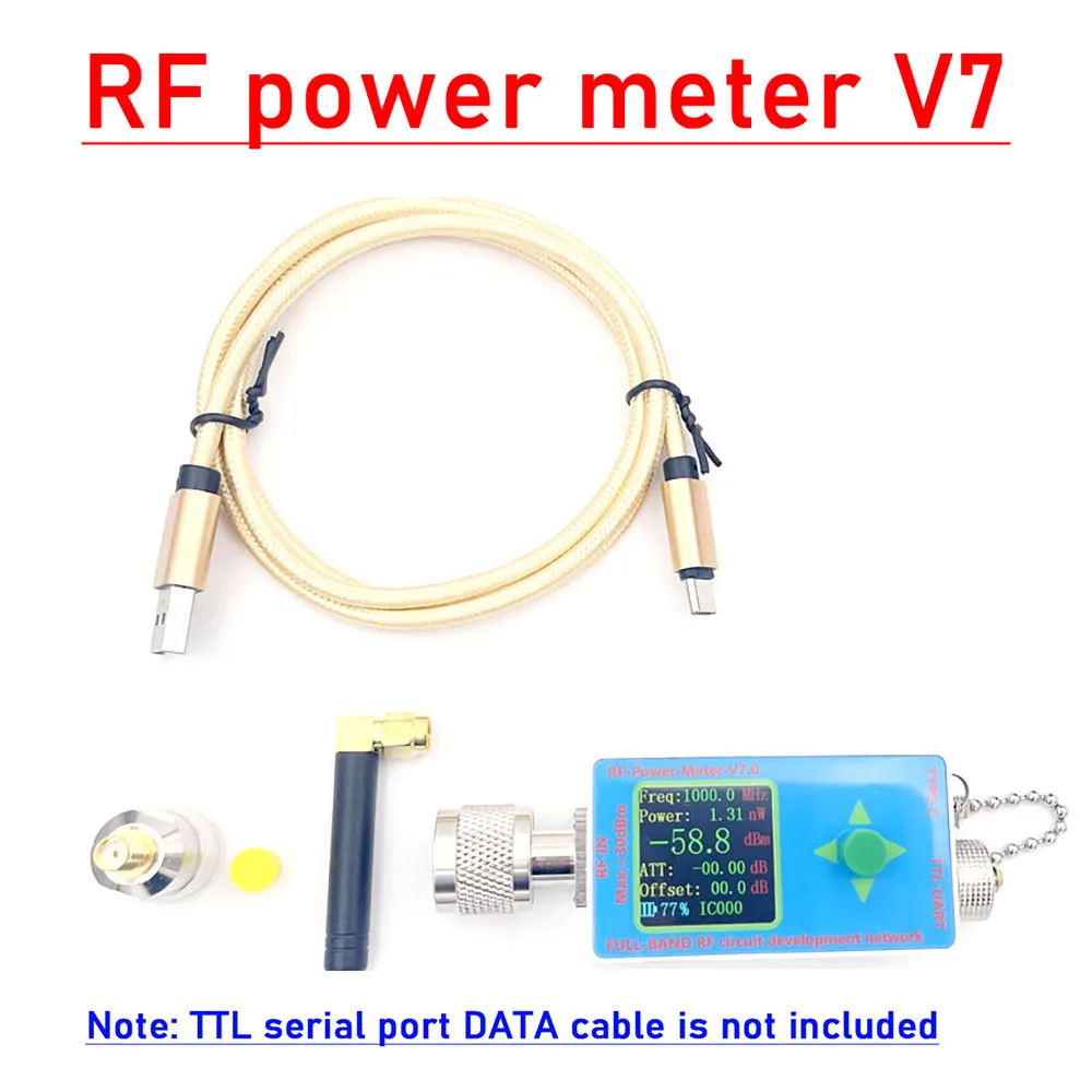 N-type 100K-10G  RF Power Meter V7 TYPE-C USB Communication Data Power detector TTL  Communication Software Ham Radio Amplifier