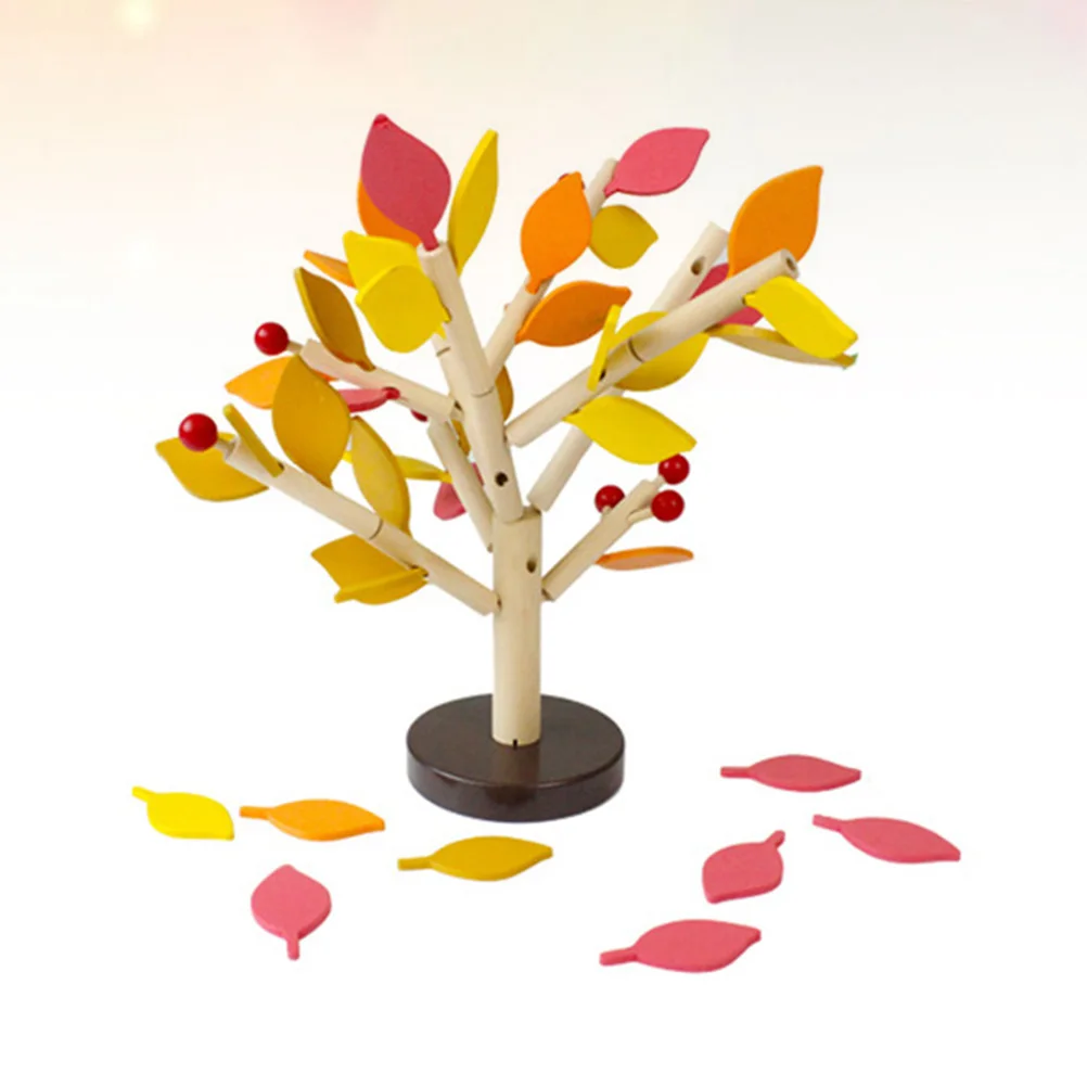 1 Set Wooden Tree Hand-Eye Coordination Colorful Diy Puzzle Game Educational Leaf Insertion Playset Montessori