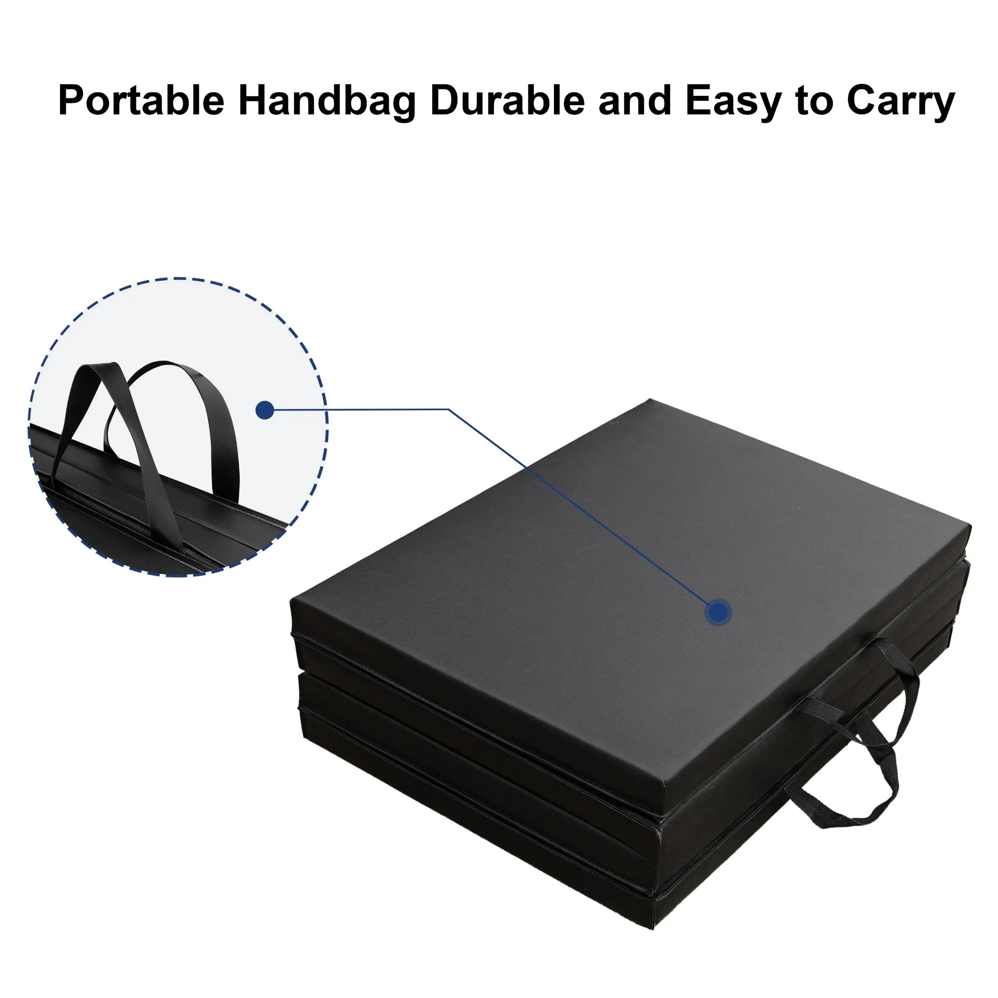 سجادة تمرين رغوية EPE عالية الكثافة قابلة للطي بأربعة أقدام × 6 أقدام، أسود، سمك 1.55 بوصة