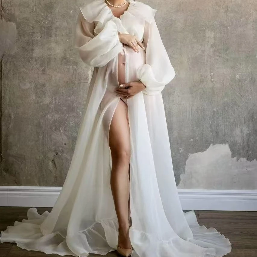 Maternity Photography Skirt New European and American Chiffon Strap Dress with Split Ends Under The Floor Mopping Photo Skirt
