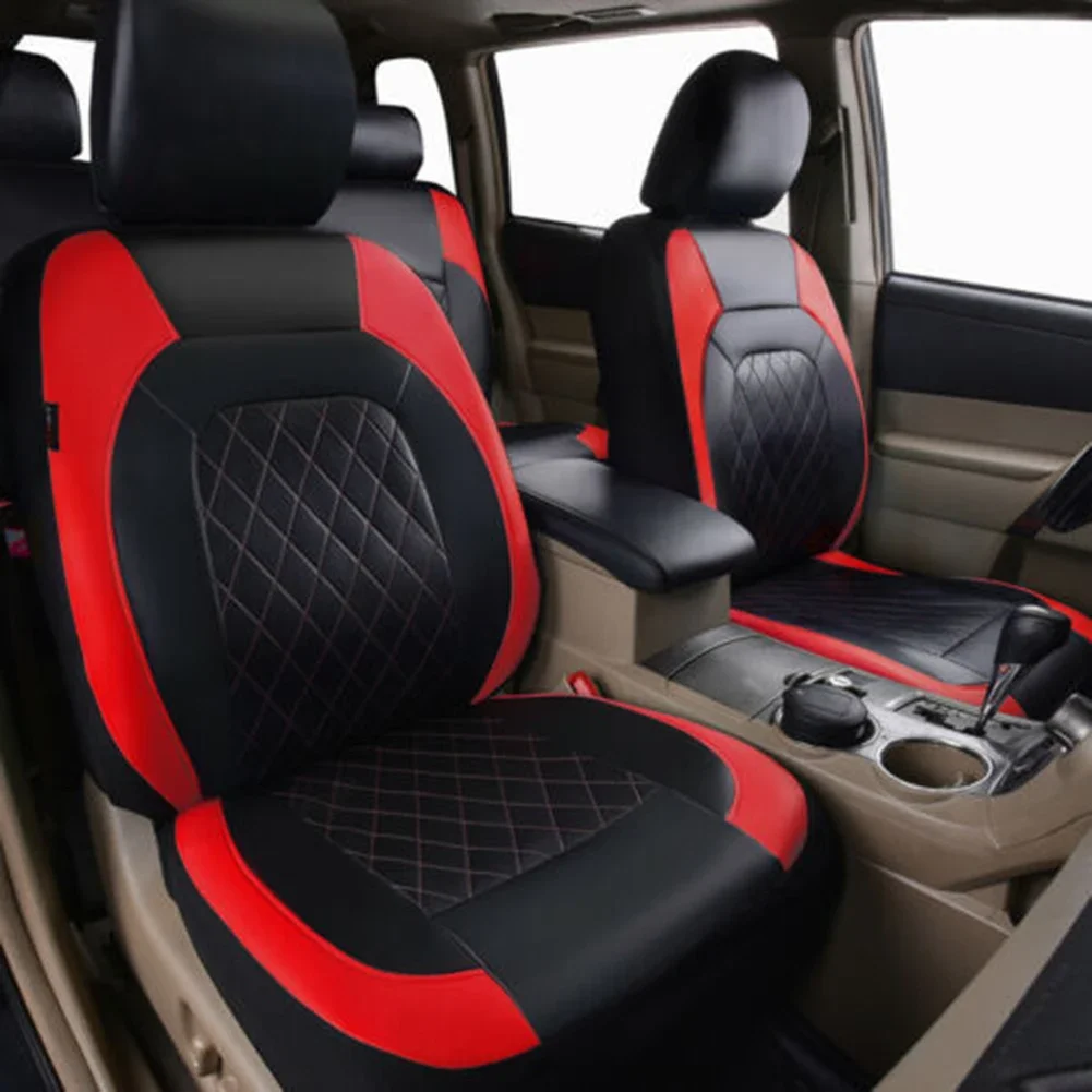 For Cars Trucks Vans 4Pcs Car Seat Cover PU Leather Car Seat Universal Cushion Front And Rear Seat Full Protection Seat Pad