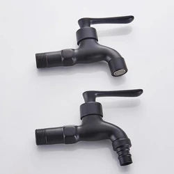 Black Single Cold Tap Wall Mounted Washing Machine Single Tap Bibcock Faucet Garden Tap Mop Pool Tap