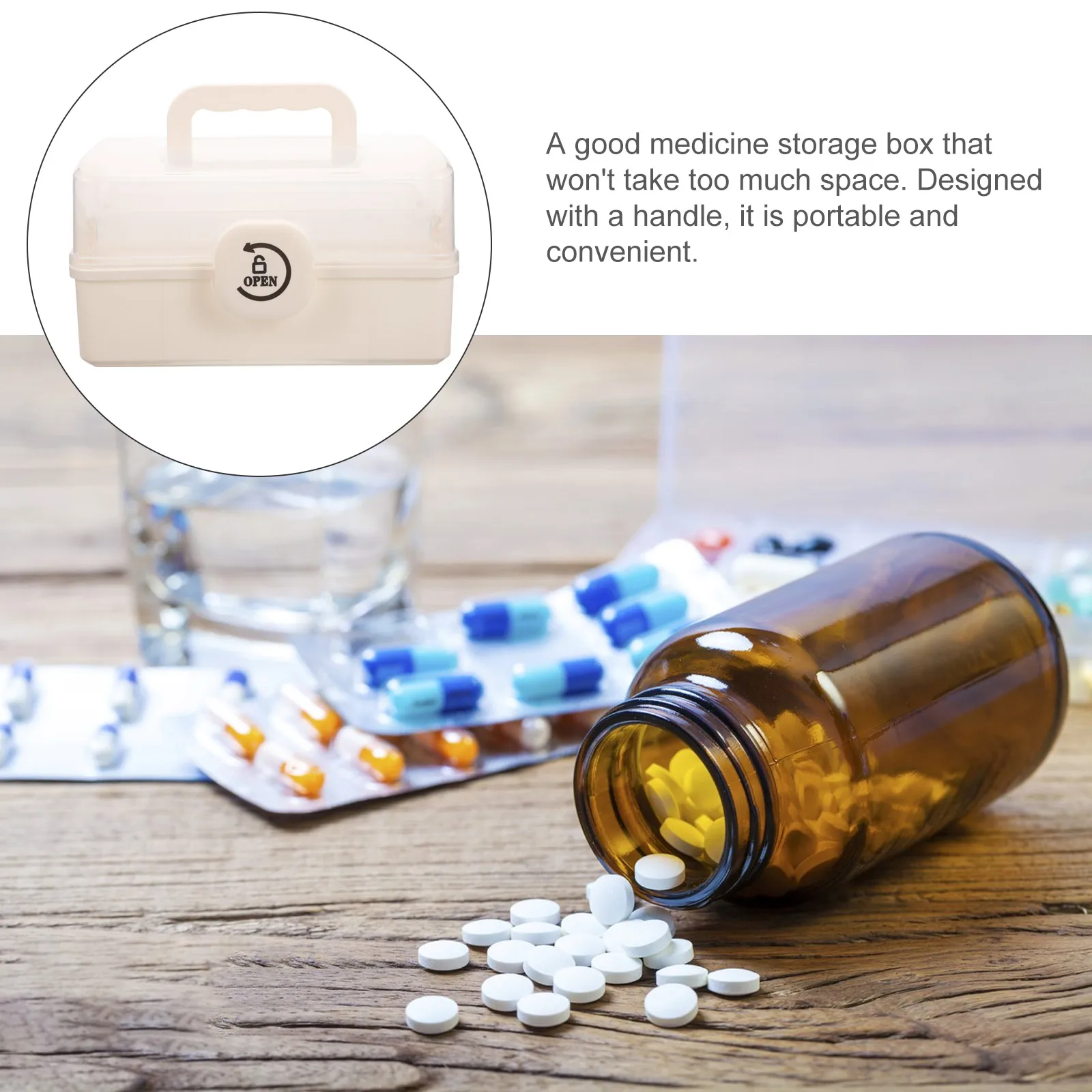 

1pc Family Medicine Storage Box Large Capacity Home Medical Case Transparent First Aid Kit Portable Organizer Travel Sports