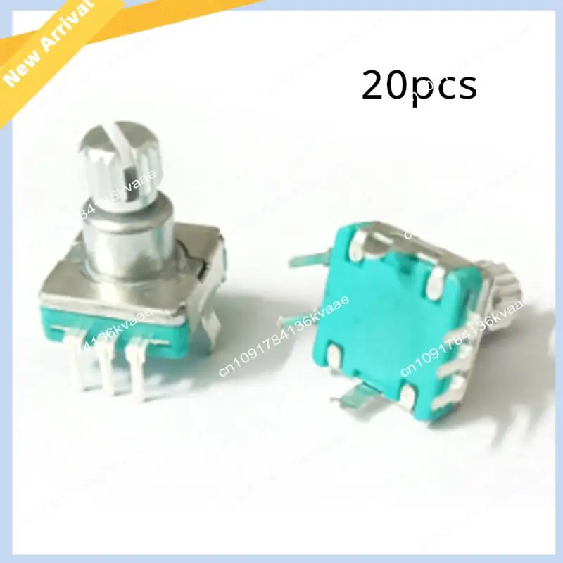 

M01K Поворотный энкодер 360 градусов EC11, цифровой потенциометр с кнопкой, ручкой 20 мм, 20 позиций, 20-импульсный 5-контактный кодовый переключатель