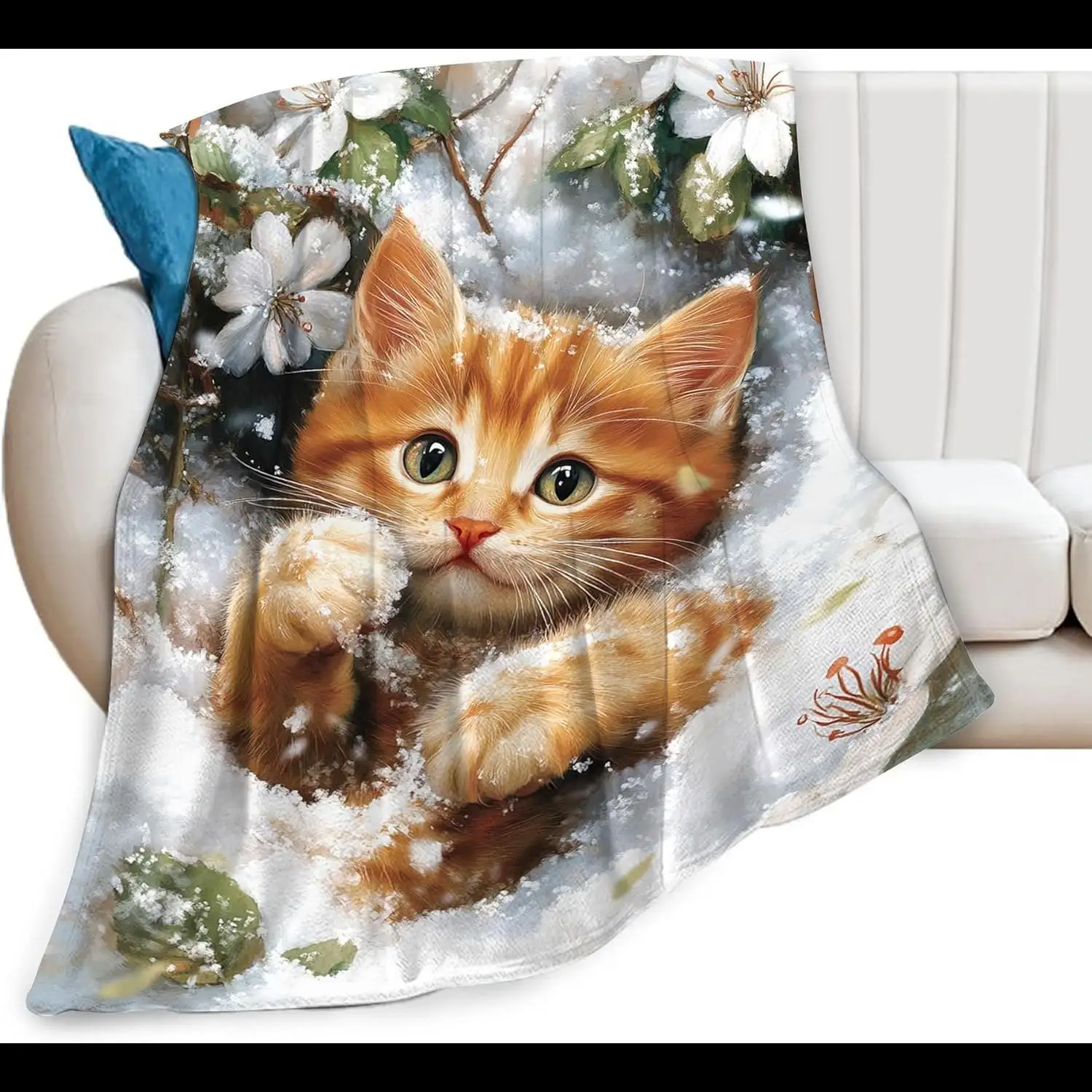 Cozy CatThemed Fleece Throws Soft  Warm Blankets for Bed or Sofa x Inches Perfect Home Textile Gift