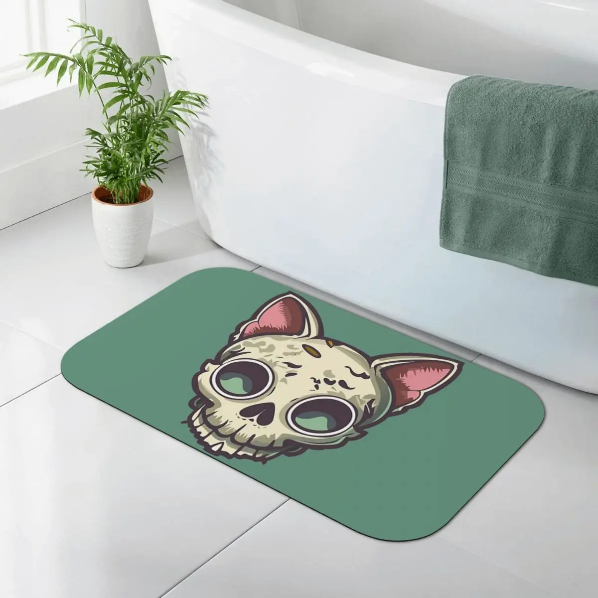 

Skull Cat Dead Live Cartoon Bath Mat Home and decoration doormat entrance door Bath mat Polyester Rugs for Bar