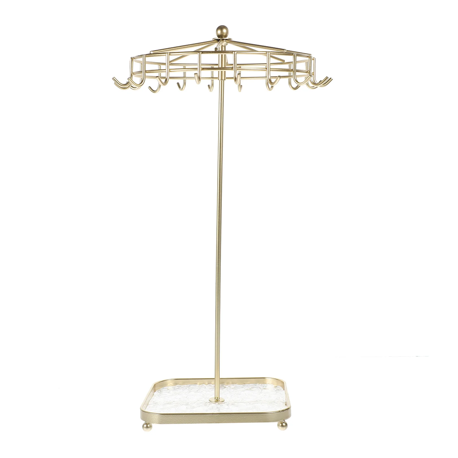 

Квадратная акриловая подставка для ювелирных изделий, железный вращающийся органайзер в форме зонтика для ожерелья, браслетов, сережек, стеллаж для выставки товаров