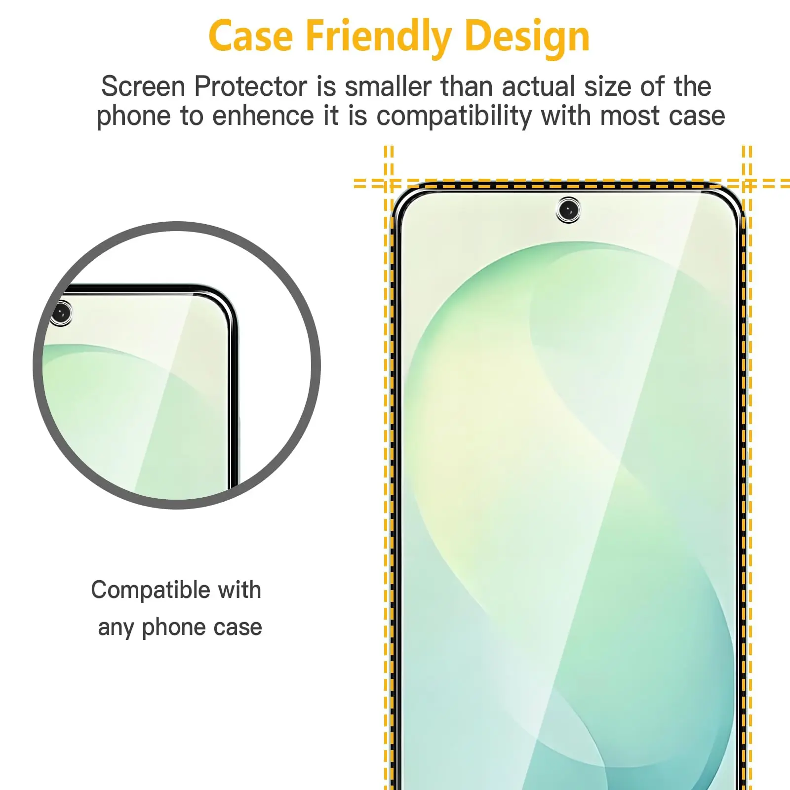 Displayschutzfolie für Samsung Galaxy S26 FE 6,7 Zoll, gehärtetes Glas, HD, 9H, transparent, kratzfest, kompatibel mit Handyhüllen. – Detail 3