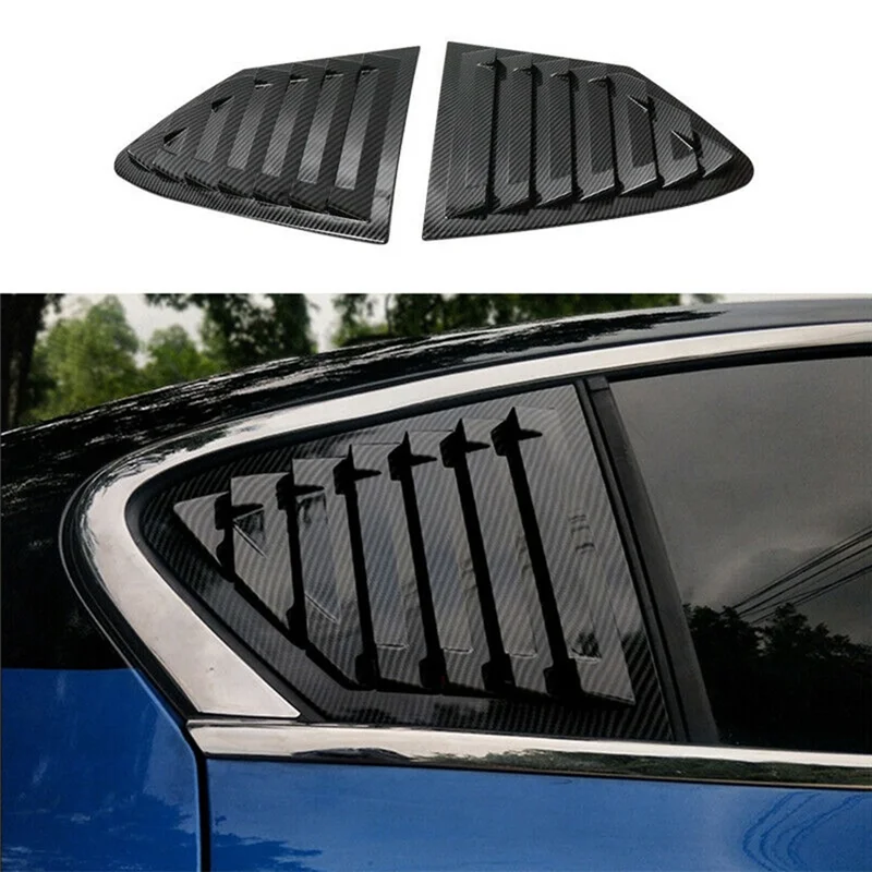 Carbon Fiber Color Rear Side Vent Quarter Window Louver Shutter Cover Trim for Focus 2019-2020