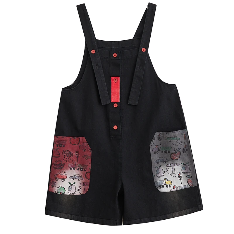 

Summer Faion Wide Leg Jeans orts High Waist Five Inches Casual Loose Denim Overalls Anti-Aging Print Women's Clothing