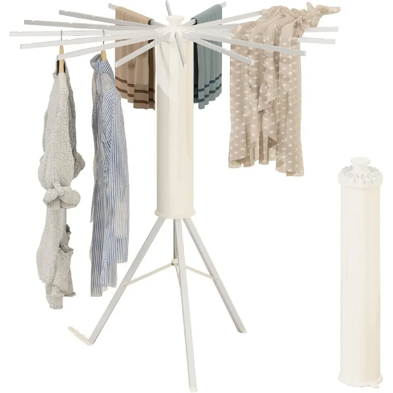 

Tripod Drying Rack, Foldable Octopus Standing Drying Rack Clothing with 16 Aluminum Drying Arms, Round Collapsible & Portable