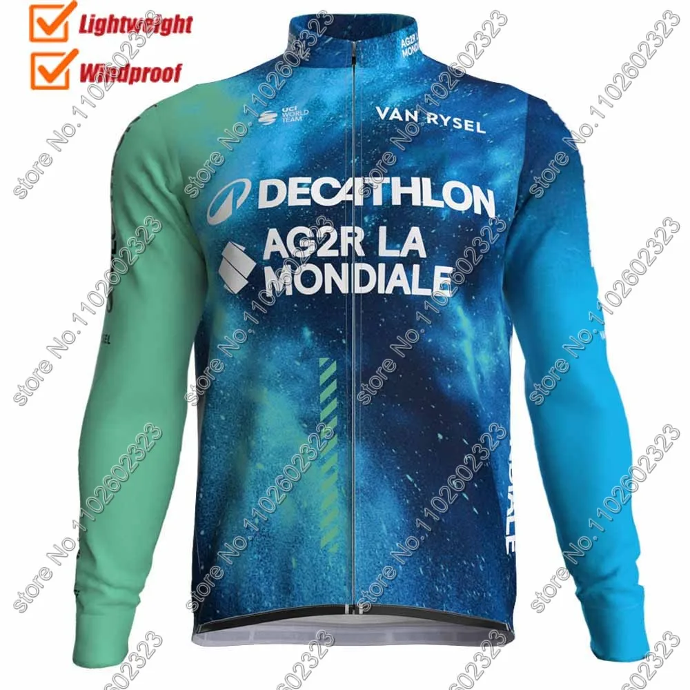 2024 Ag2r Team Wind Vest Mens Green Cycling Jacket Windproof Blue Cycling Jerseys Long Sleeve aaa MTB Maillot Cyclisme