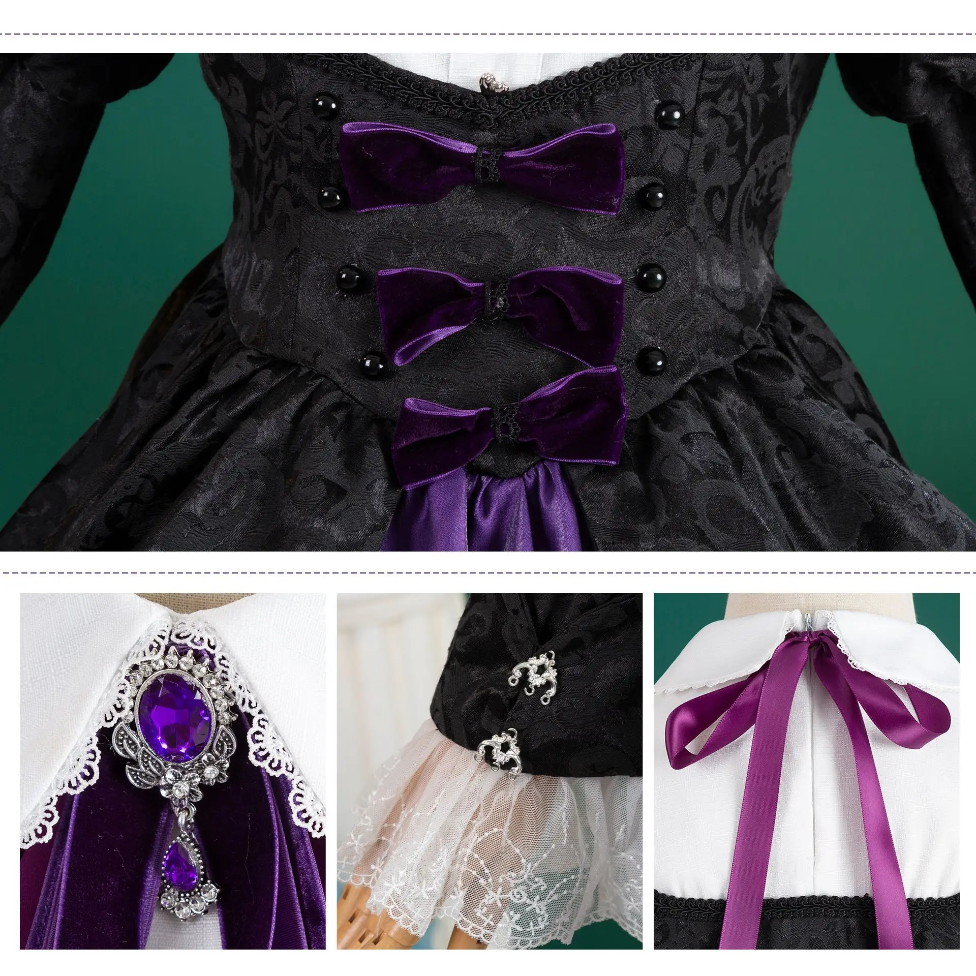 Panty Stocking with Garterbelt Cosplay Costume Stocking Purple Lolita Dress Wig Props Women Halloween Anime Full Outfit view 2