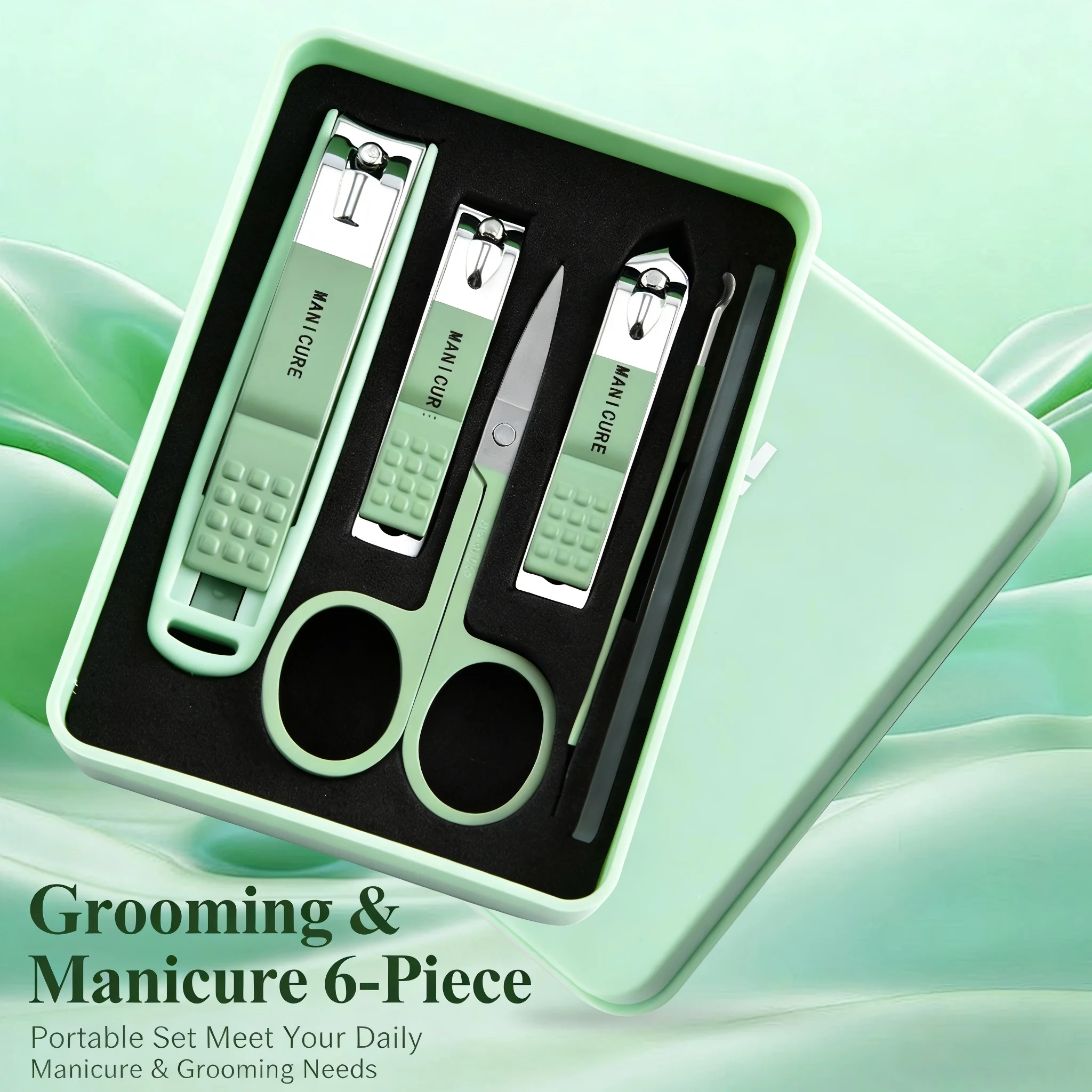 6Pcs Anti-Splash Nail Clipper Set, Stainless Steel Manicure 