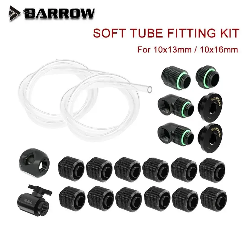 

New Barrow Soft Tube Fitting Kit , THKN-3/8 Series For OD 13/16mm , Switch + Plug + 90 Degree Fitting Water Cooling Accessories