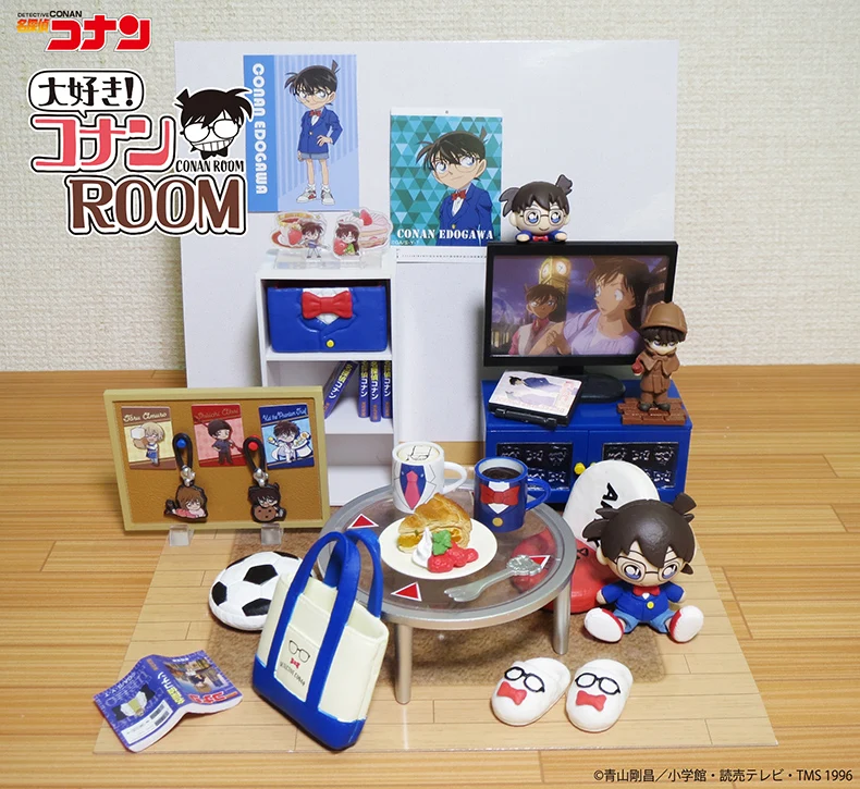 New Re-Ment Food Play Box Egg Toy Detective Conan Room Tv Cabinet Bookshelf Desktop Blind Box Collection Graduation Gift Toy